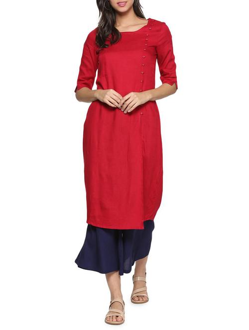 red straight kurta - 15328208 - Very Small Image - 1
