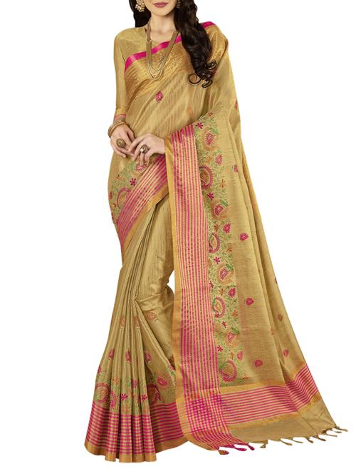 embroidered cotton silk saree with blouse - 15328213 - Very Small Image - 1
