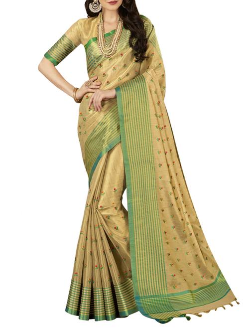 embroidered cotton silk saree with blouse - 15328214 - Very Small Image - 1