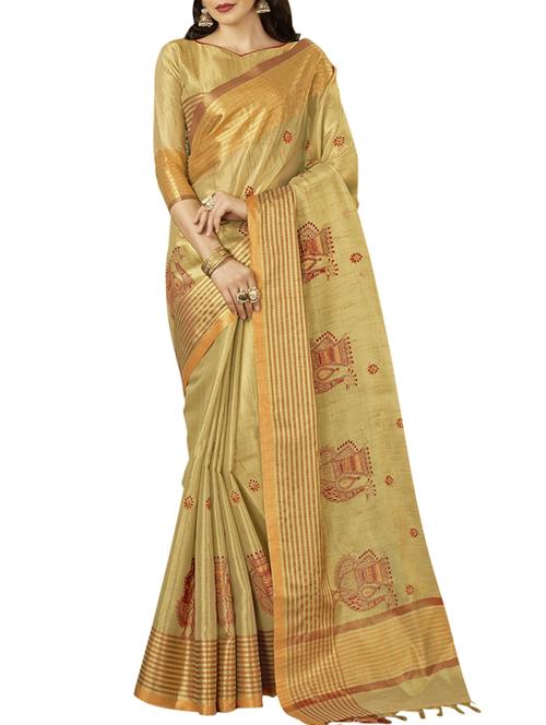 embroidered cotton silk saree with blouse - 15328217 - Very Small Image - 1