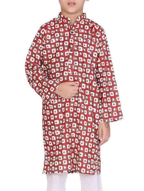 red cotton kurta set - 15328424 - Very Small Image - 1