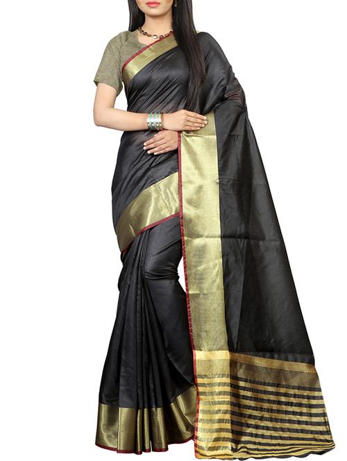 zari border black tussar saree with blouse - 15328943 - Very Small Image - 1