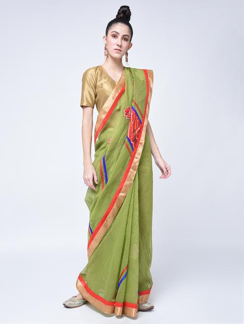 bandhani applique work saree with blouse - 15329464 - Very Small Image - 1