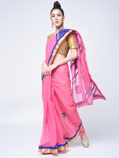 bandhani applique work saree with blouse - 15329466 - Very Small Image - 1