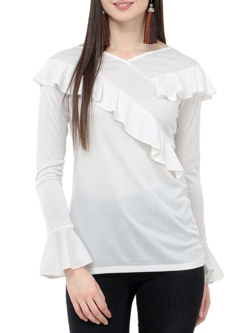 women's ruffle v neck top - 15331272 - Very Small Image - 1