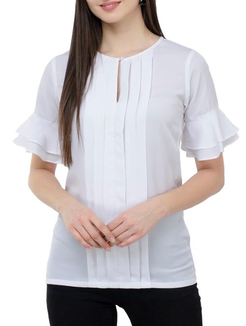 women's a line key hole neck top - 15331275 - Very Small Image - 1