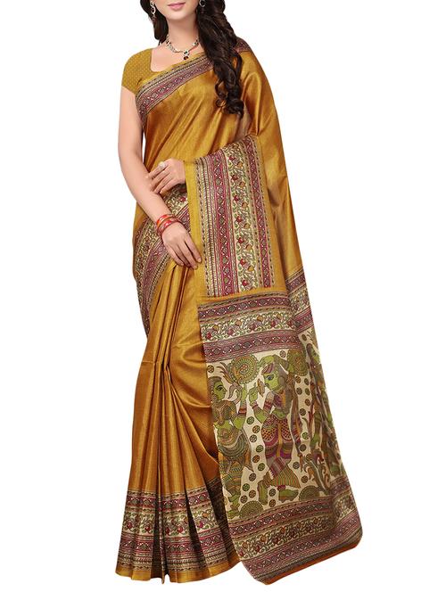 contrast bordered saree with blouse - 15331776 - Very Small Image - 1