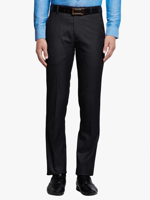 black polyester blend flat front  formal trouser - 15332078 - Very Small Image - 1