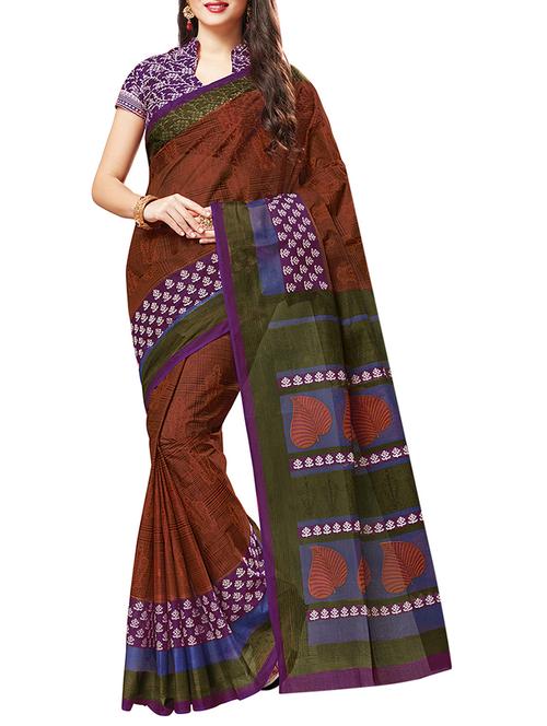 all over print cotton saree with blouse - 15332782 - Very Small Image - 1