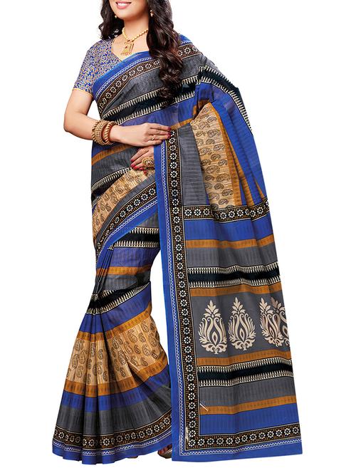 all over print cotton saree with blouse - 15332799 - Very Small Image - 1