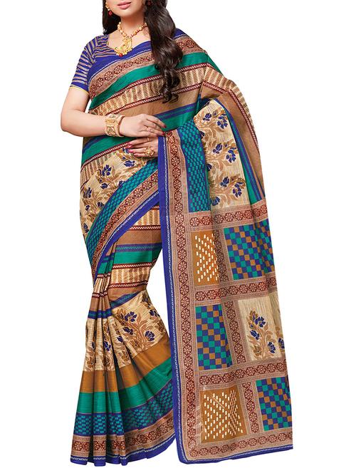 all over print cotton saree with blouse - 15332802 - Very Small Image - 1