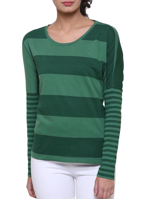 drop shoulder striped top - 15333789 - Very Small Image - 1