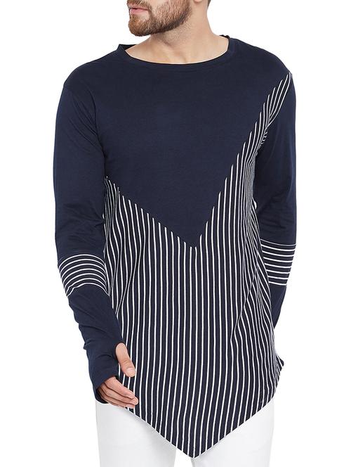 blue cotton thumb hole t-shirt - 15333816 - Very Small Image - 1