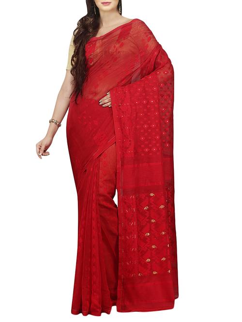 jacquard woven jamdani cotton silk saree - 15334232 - Very Small Image - 1