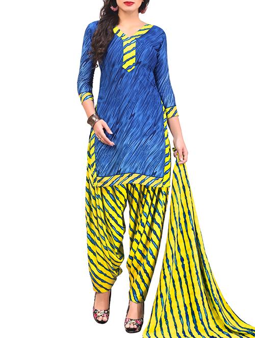 leheriya print unstitched salwar suit - 15335700 - Very Small Image - 1