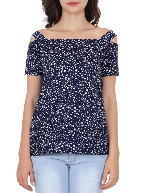 cold shoulder printed top - 15335897 - Very Small Image - 1