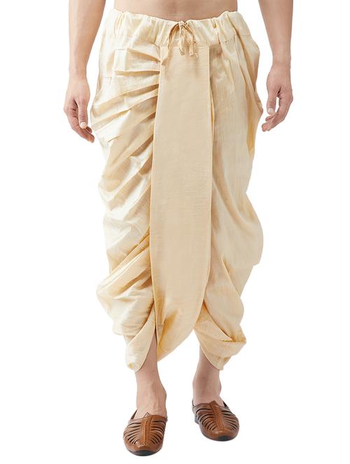 beige pure silk dhoti - 15336108 - Very Small Image - 1