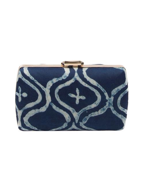 blue cotton polyester blend box clutch - 15337135 - Very Small Image - 1
