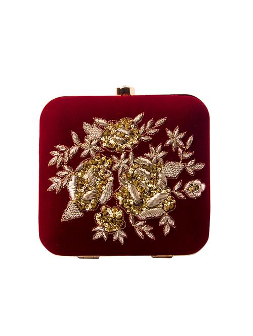 maroon velvet box clutch - 15337136 - Very Small Image - 1