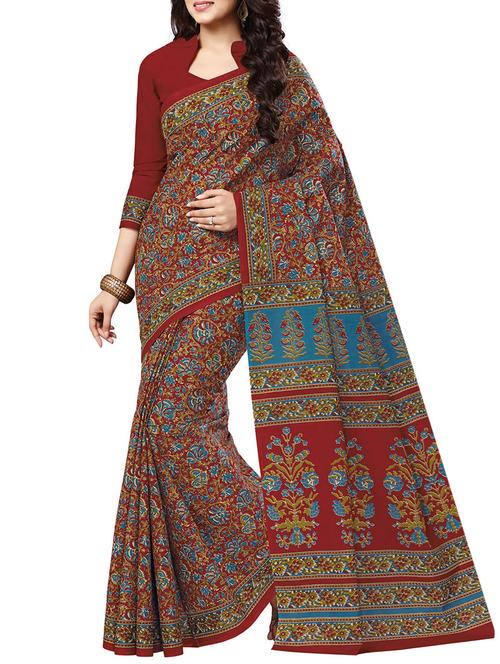 ditsy floral printed saree with blouse - 15337224 - Very Small Image - 1
