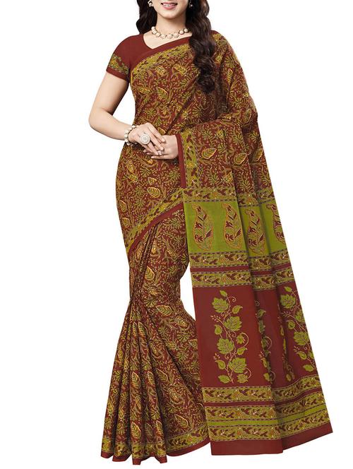 leaf printed saree with blouse - 15337231 - Very Small Image - 1