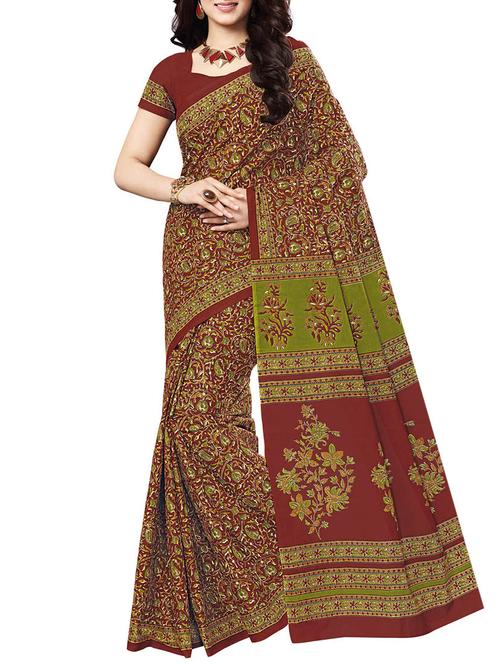 leaf printed saree with blouse - 15337234 - Very Small Image - 1
