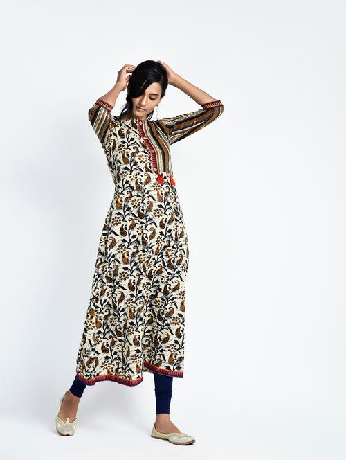 tassels flared kurta - 15337334 - Very Small Image - 1