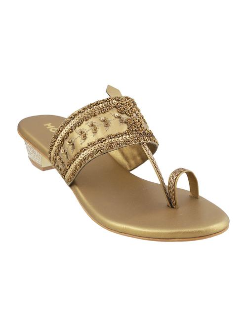 gold leatherette one toe sandals - 15339940 - Very Small Image - 1