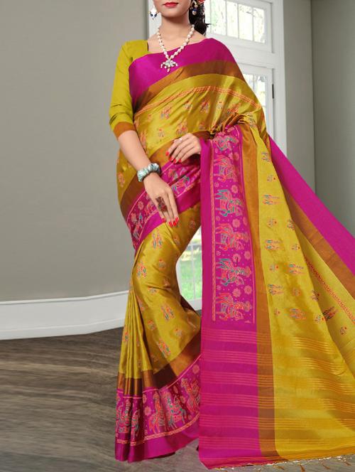 conversational pattern woven saree with blouse - 15340074 - Very Small Image - 1
