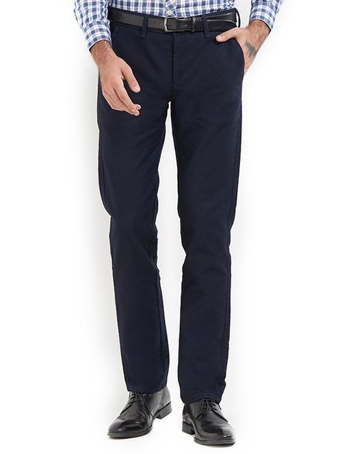 blue cotton flat front formal trouser - 15340093 - Very Small Image - 1