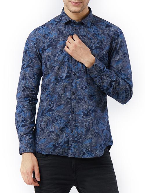 blue cotton casual shirt - 15340147 - Very Small Image - 1