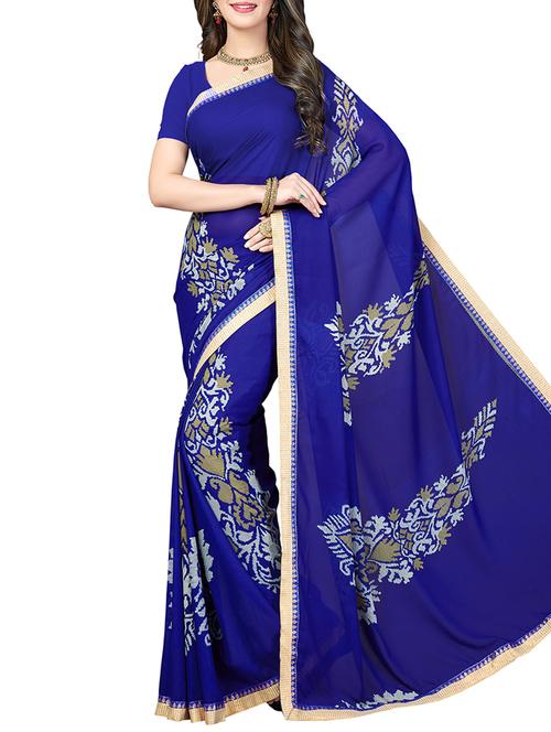 lace border printed saree with blouse - 15341510 - Very Small Image - 1