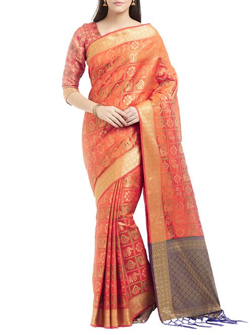 two tone pochampalli saree with blouse - 15342719 - Very Small Image - 1