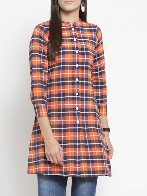 a-line multi checks kurta - 15343133 - Very Small Image - 1