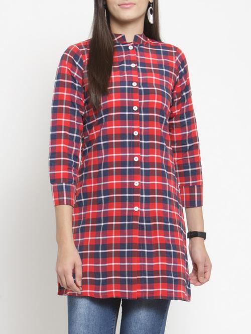 a-line multi checks kurta - 15343135 - Very Small Image - 1