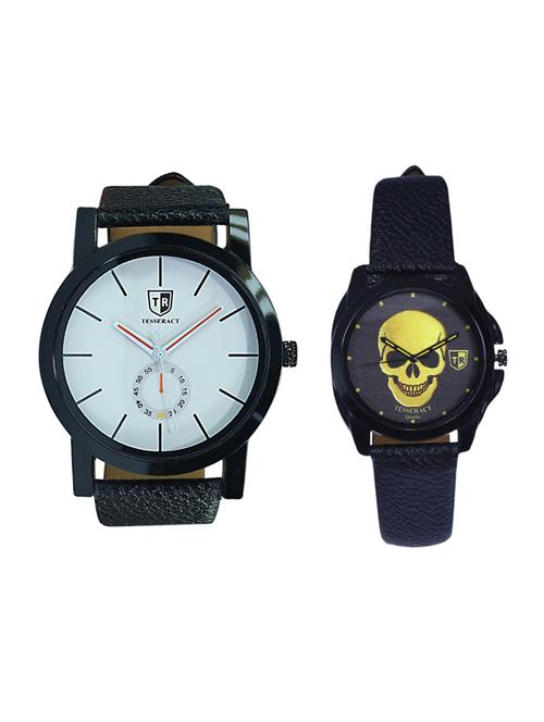 tesseract white dial & black skull face dial men's analogue watches (sbw011+ubgs055) - 15344048 - Very Small Image - 1