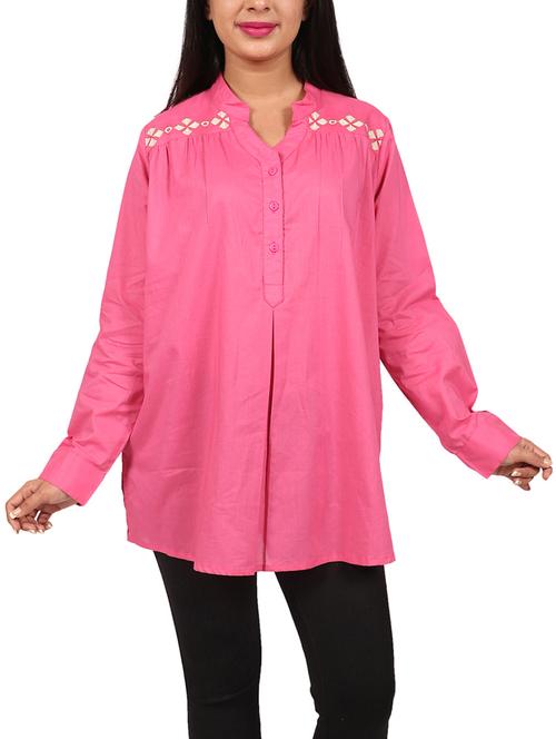 pink viscose straight kurti - 15344424 - Very Small Image - 1