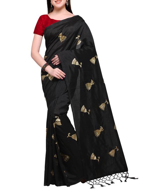 zari embroidered saree with tassels with blouse - 15344486 - Very Small Image - 1