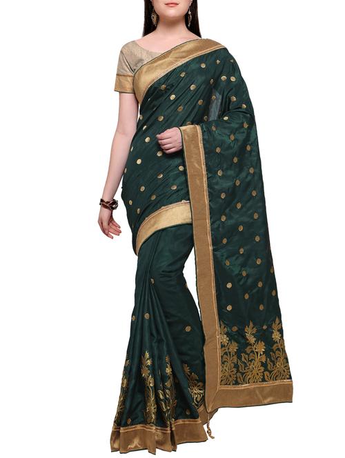 zari embroidered green saree - 15344495 - Very Small Image - 1
