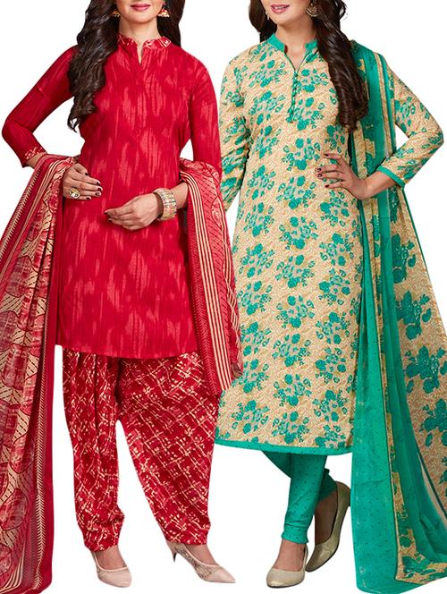 multi colored unstitched combo suit - 15344742 - Very Small Image - 1