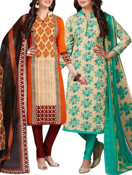 multi colored unstitched combo suit - 15344743 - Very Small Image - 1