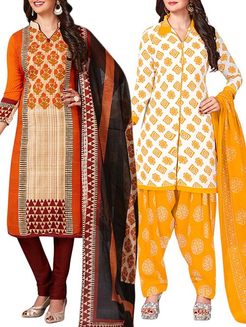 multi colored unstitched combo suit - 15344884 - Very Small Image - 1