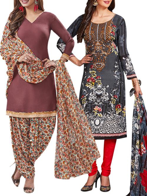 multi colored unstitched combo suit - 15344948 - Very Small Image - 1