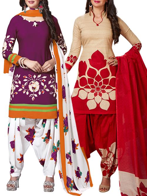 multi colored unstitched combo suit - 15344989 - Very Small Image - 1