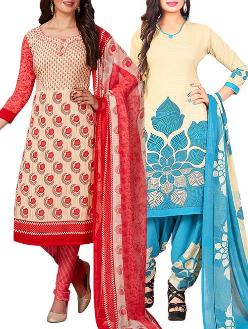 multi colored unstitched combo suit - 15345006 - Very Small Image - 1