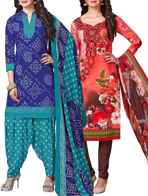 multi colored unstitched combo suit - 15345013 - Very Small Image - 1