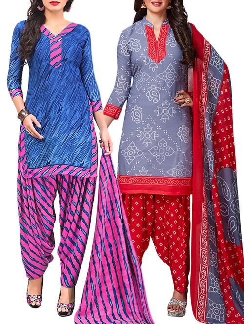 multi colored unstitched combo suit - 15345061 - Very Small Image - 1