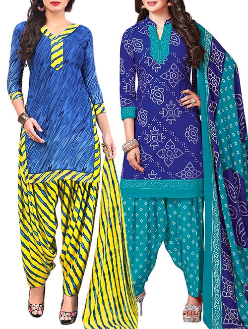 multi colored unstitched combo suit - 15345069 - Very Small Image - 1