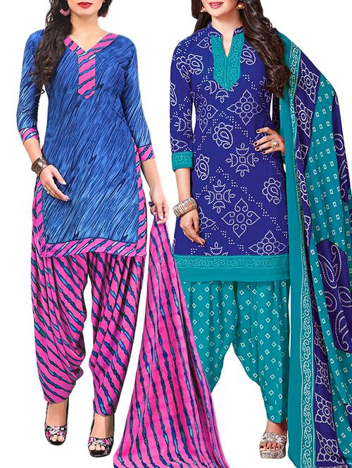 multi colored unstitched combo suit - 15345070 - Very Small Image - 1