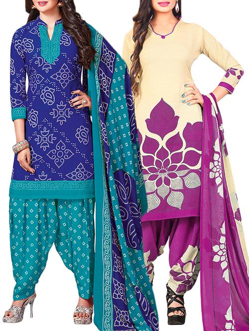 multi colored unstitched combo suit - 15345077 - Very Small Image - 1